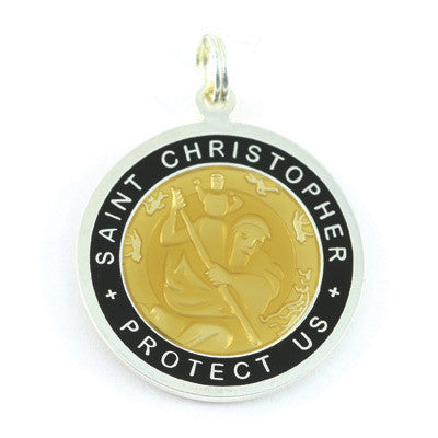 Large Silver-plated St. Christopher Medal (Bronze-Black)