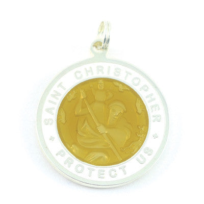 Large Silver-plated St. Christopher Medal (Bronze-White)