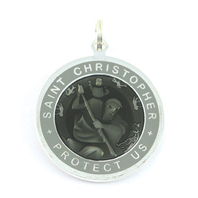 Large Silver-plated St. Christopher Medal (Slate-Slate)