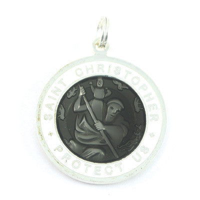 Large Silver-plated St. Christopher Medal (Slate-White)