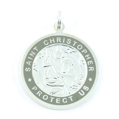 Large Silver-plated St. Christopher Medal (Silver-Slate)