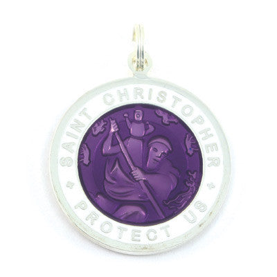 Large Silver-plated St. Christopher Medal (Violet-White)