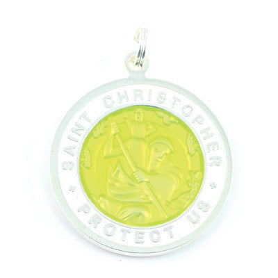 Large Silver-plated St. Christopher Medal (Yellow-White)