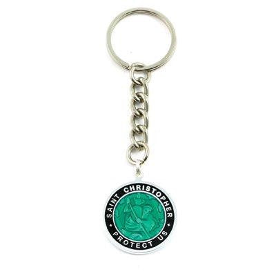 Large St. Christopher Medal Keychain (Kellygreen-Black)