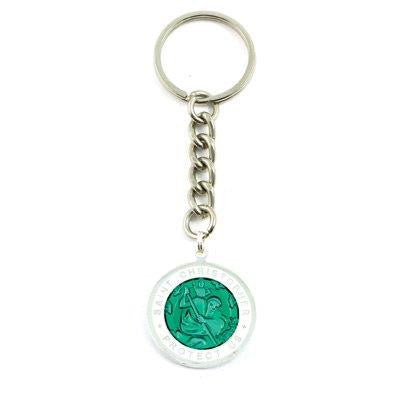 Large St. Christopher Medal Keychain (Kellygreen-White)