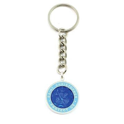 Large St. Christopher Medal Keychain (Royalblue-Babyblue)