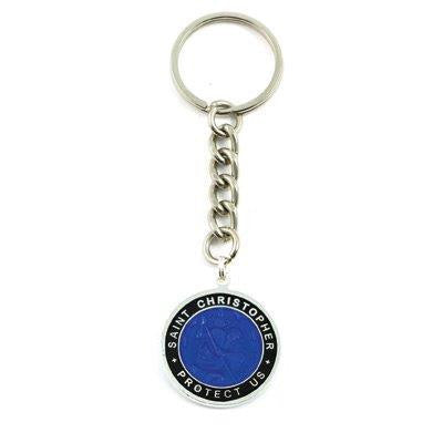 Large St. Christopher Medal Keychain (Royalblue-Black)