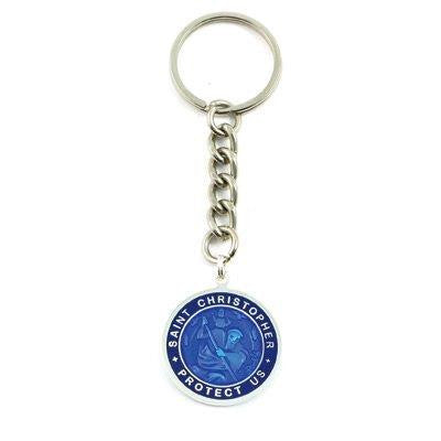 Large St. Christopher Medal Keychain (Royalblue-Royalblue)