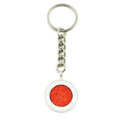 Large St. Christopher Medal Keychain (Red-White)