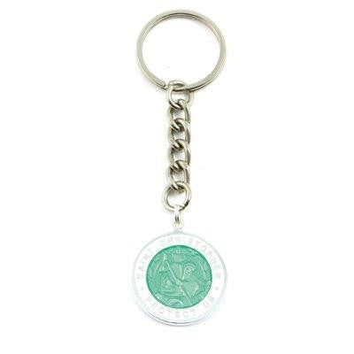 Large St. Christopher Medal Keychain (Seagreen-White)