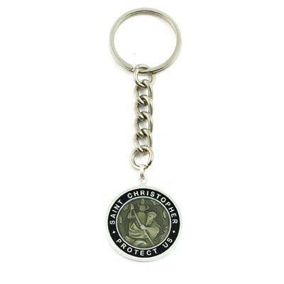 Large St. Christopher Medal Keychain (Slate-Black)