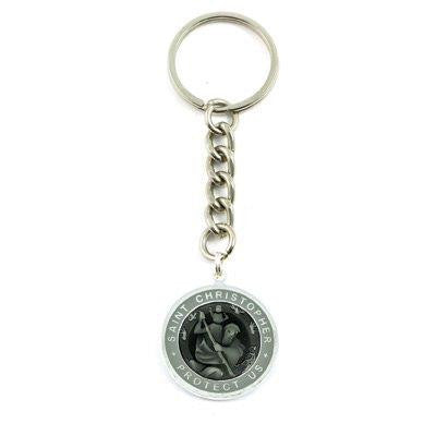 Large St. Christopher Medal Keychain (Slate-Slate)