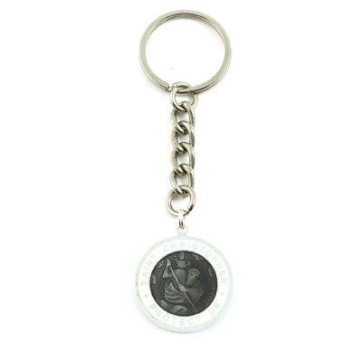 Large St. Christopher Medal Keychain (Slate-White)