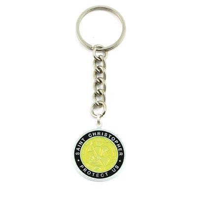 Large St. Christopher Medal Keychain (Yellow-Black)