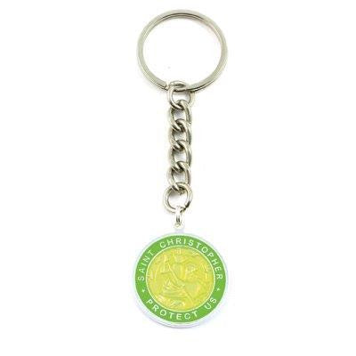 Large St. Christopher Medal Keychain (Yellow-Lime)