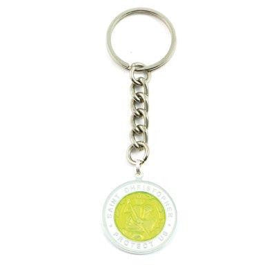 Large St. Christopher Medal Keychain (Yellow-White)