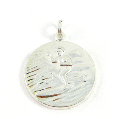 Large Silver-plated St. Christopher Medal (Aqua-Royalblue)