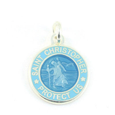 Mini Silver-plated St. Christopher Medals (Babyblue-Babyblue)