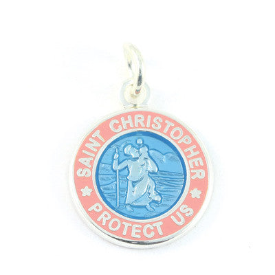 Mini Silver-plated St. Christopher Medals (Babyblue-Pink)