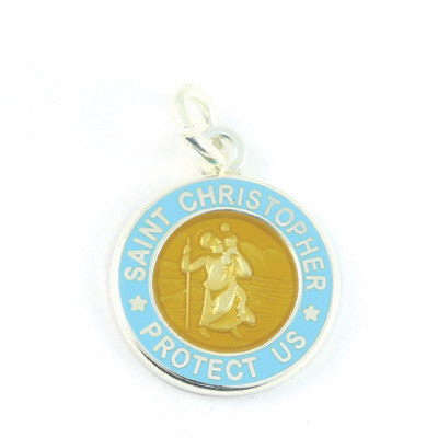 Mini Silver-plated St. Christopher Medals (Bronze-Babyblue)