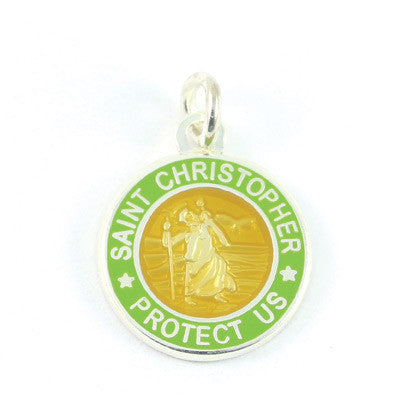 Mini Silver-plated St. Christopher Medals (Bronze-Lime)