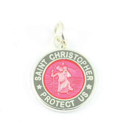 Mini Silver-plated St. Christopher Medals (Fuchsia-Slate)