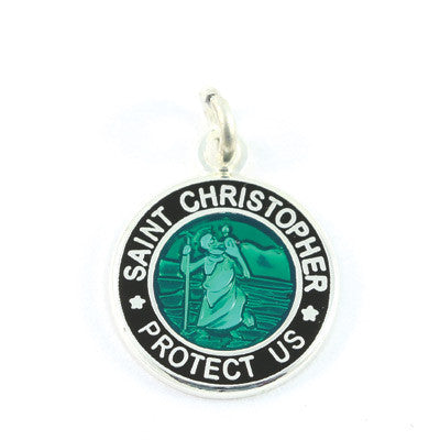 Mini Silver-plated St. Christopher Medals (Kellygreen-Black)