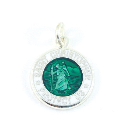 Mini Silver-plated St. Christopher Medals (Kellygreen-White)