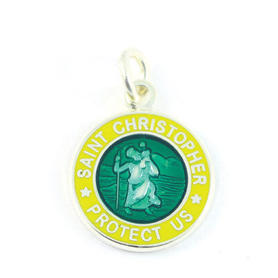 Mini Silver-plated St. Christopher Medals (Kellygreen-Yellow)