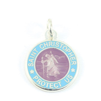 Mini Silver-plated St. Christopher Medals (Lavender-Babyblue)