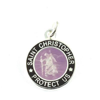 Mini Silver-plated St. Christopher Medals (Lavender-Black)