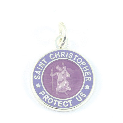 Mini Silver-plated St. Christopher Medals (Lavender-Lavender)