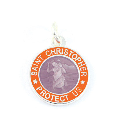 Mini Silver-plated St. Christopher Medals (Lavender-Orange)