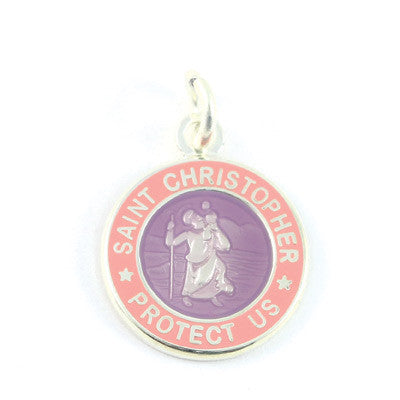 Mini Silver-plated St. Christopher Medals (Lavender-Pink)