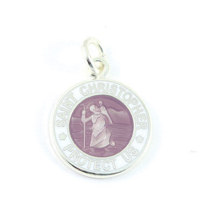 Mini Silver-plated St. Christopher Medals (Lavender-White)