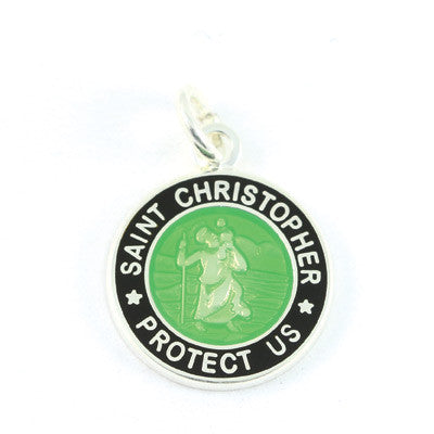 Mini Silver-plated St. Christopher Medals (Lime-Black)