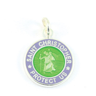 Mini Silver-plated St. Christopher Medals (Lime-Lavender)