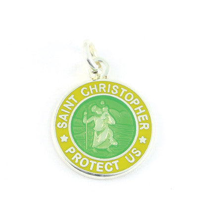 Mini Silver-plated St. Christopher Medals (Lime-Yellow)