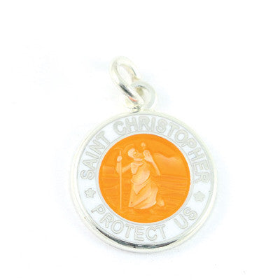 Mini Silver-plated St. Christopher Medals (Orange-White)