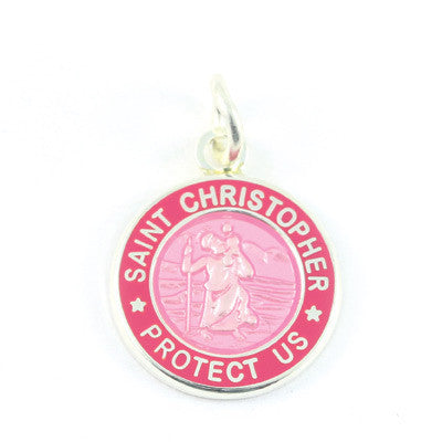 Mini Silver-plated St. Christopher Medals (Pink-Fuchsia)