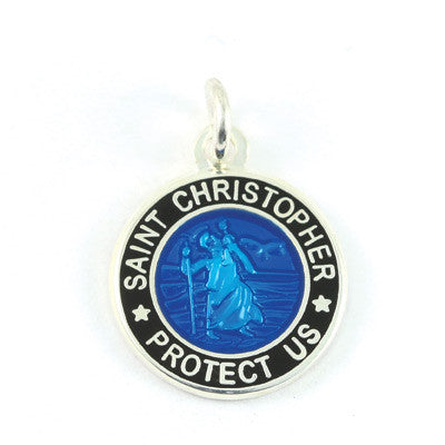 Mini Silver-plated St. Christopher Medals (Royalblue-Black)