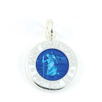 Mini Silver-plated St. Christopher Medals (Royalblue-White)