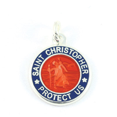 Mini Silver-plated St. Christopher Medals (Red-Royalblue)