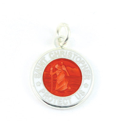 Mini Silver-plated St. Christopher Medals (Red-White)