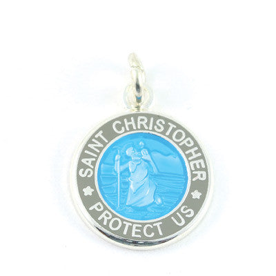 Mini Silver-plated St. Christopher Medals (Skyblue-Slate)
