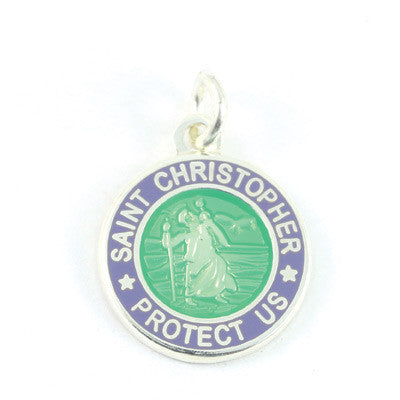 Mini Silver-plated St. Christopher Medals (Seagreen-Lavender)