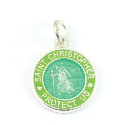 Mini Silver-plated St. Christopher Medals (Seagreen-Lime)