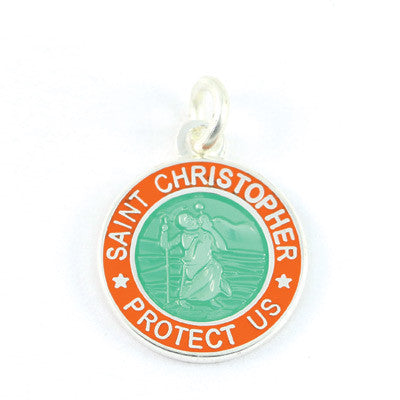 Mini Silver-plated St. Christopher Medals (Seagreen-Orange)