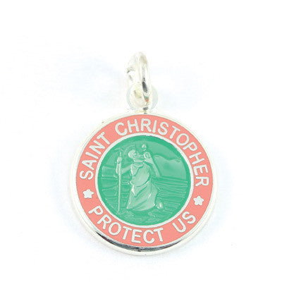 Mini Silver-plated St. Christopher Medals (Seagreen-Pink)