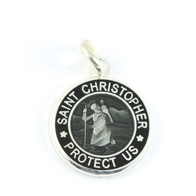 Mini Silver-plated St. Christopher Medals (Slate-Black)